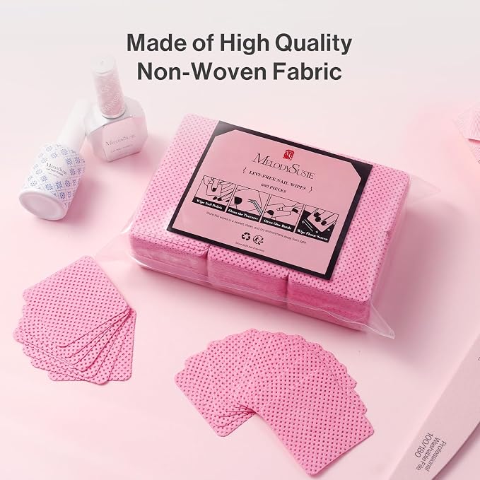 MelodySusie 600Pcs Lint Free Nail Pink Wipes Super Absorbent Soft Non-Woven - Image 3