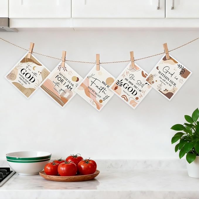 5 Pack Mixed Bible Verse Cross Swedish Kitchen Dishcloths Dish Towels, - Image 7