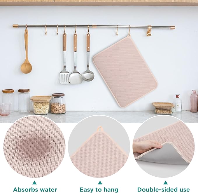 Microfiber Dish Drying Mat Happy New Year, Super Absorbent Kitchen Dish Drying - Image 4