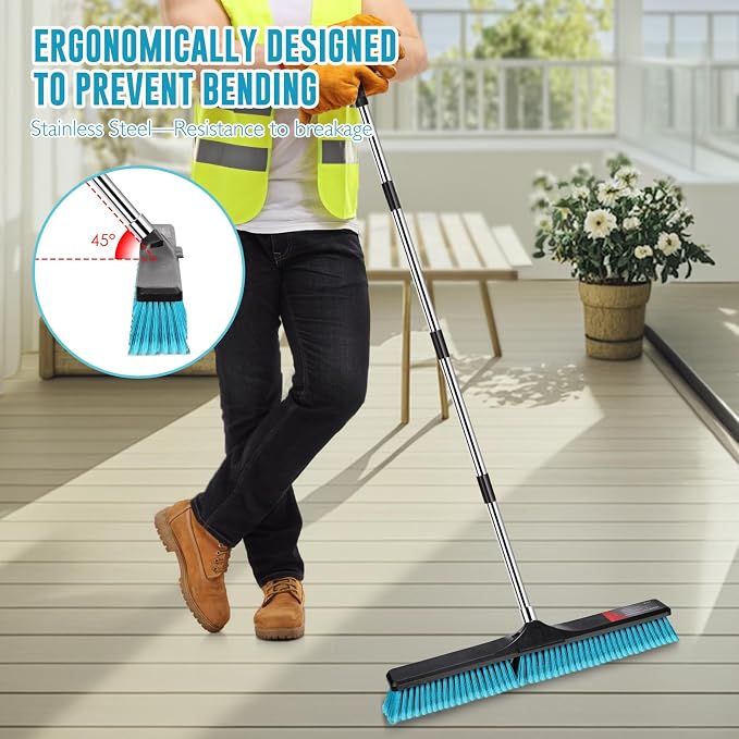 24" Push Broom, Heavy Duty Outdoor Commercial Broom - Image 5