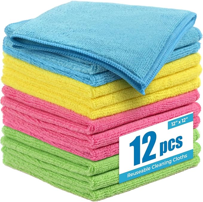270GSM Thick Microfiber Cleaning Cloth 12"X12" by Tekswip