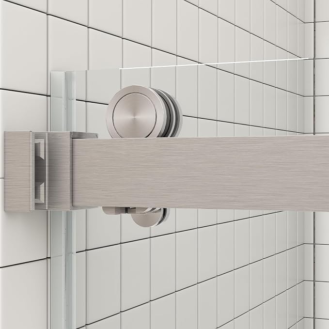 Sunrosa Frameless Double Sliding Shower Door 44-48" W x 76" H, 5/16" Thick - Image 2