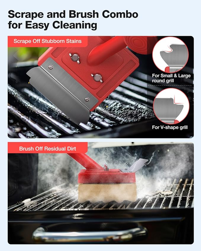 Grill Brush Bristle Free, 4 Replaceable BBQ Cleaning Head, Safe Replacement - Image 4