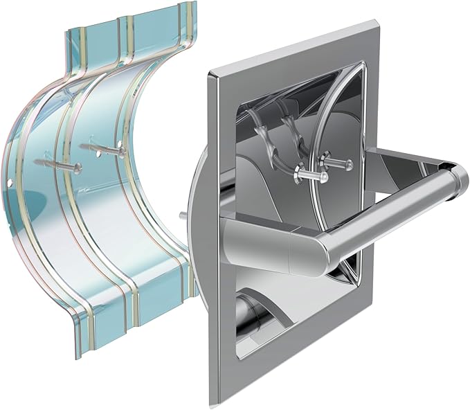 Polished Chrome Recessed Toilet Paper Holder, Bathroom Wall Mount Recessed - Image 6