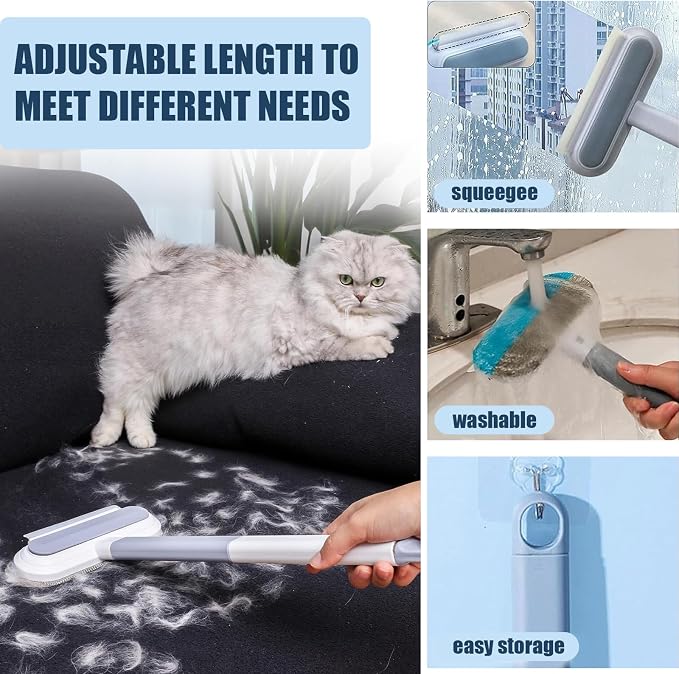 Pet Hair Remover 4 in 1- Reusable Long Handle Dog Hair Remover Brush, Washable - Image 3