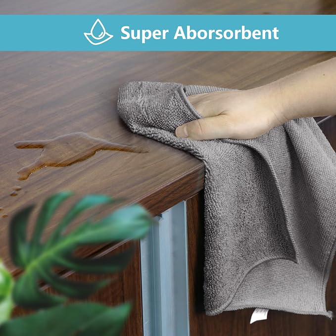 HOMEXCEL Grey Microfiber Cleaning Cloth, 5 Pack Cleaning Towels - Image 4