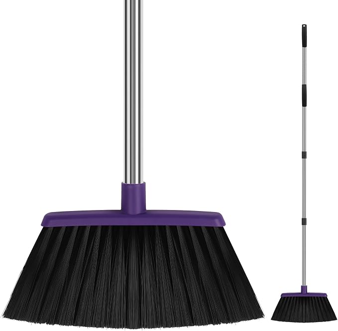 Heavy Duty Angle Broom, 55-Inch Long Handle Extra Wide 12.6 Inch Head, by UDUK