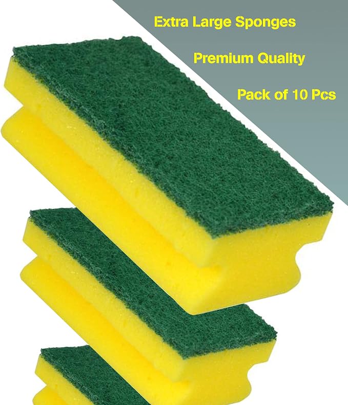 Heavy Duty Scrub Large Sponge, Dual-Sided Dishwashing & Cleaning Sponge - Image 4