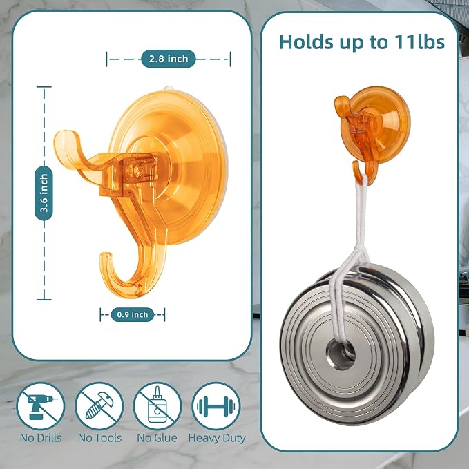Antimbee 3 Pack Suction Cup Hooks, Wreath Hangers, Removable Small Suction Cups - Image 2