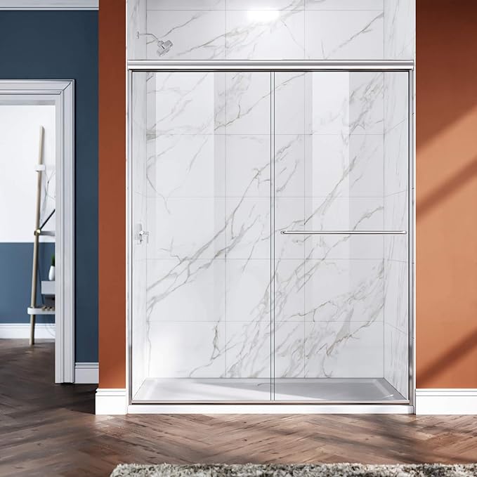 ELEGANT Shower Doors 46.5-48" W x 72 in. H, Semi-Frameless Bypass Sliding by ELEGANT