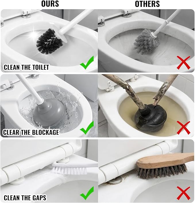3-in-1 Toilet Brush and Plunger Set - Image 3
