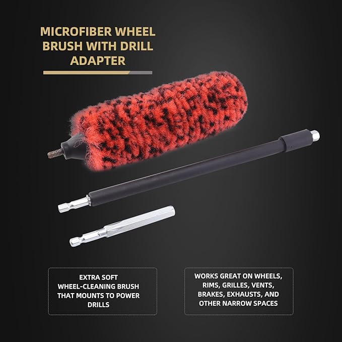 SPTA 1 Pc Soft Microfiber Extended Reach Rim Drill Wheel Brush, Microfibre - Image 3