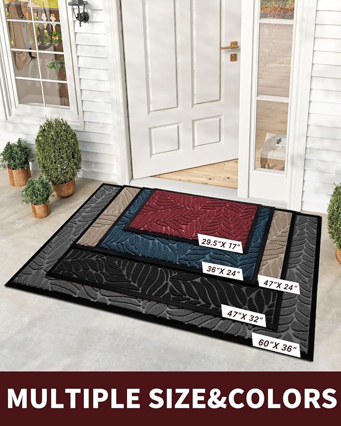 Yimobra 36x24 Large Door Mat Outdoor Indoor, All-Season Waterproof Door Mat Outside Entrance, All-Weather Non-Slip Outside Doormat for Garage Patio Entryway, Red
