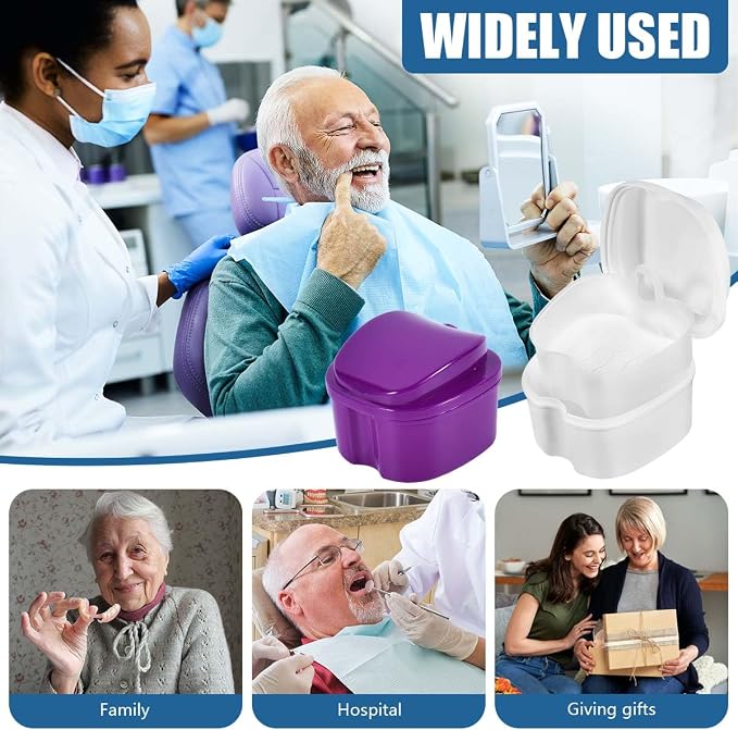 2 Pack Denture Bath Case Cup Box Holder Storage Container - Image 5