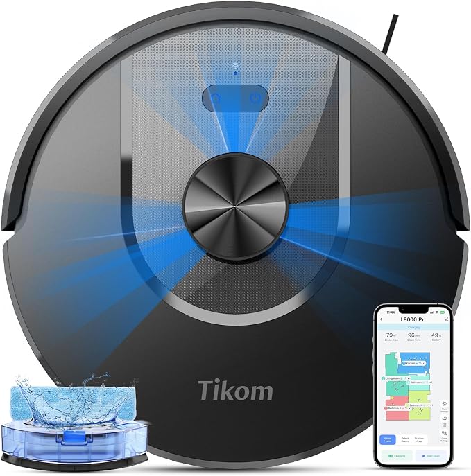 Tikom Robot Vacuum and Mop Combo, 6000 Pa Automatic Robotic Vacuum Cleaner by Tikom