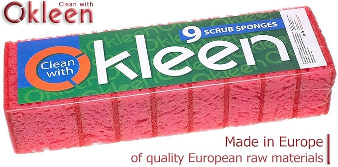 Pink Multi Use Scrub Sponges. Made in Europe. 18 Pack, 4.3x2.8x1.4 inches. - Image 3
