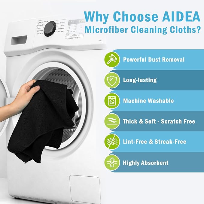 AIDEA Microfiber Cleaning Cloth-100PK, Soft Microfiber Towels - Image 3