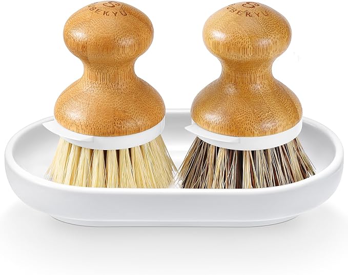 SUBEKYU Dish Brush, Bamboo Dish Scrubber Brush Set by SUBEKYU