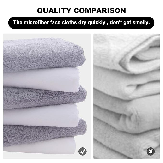 MOONQUEEN Microfiber Facial Cloths Fast Drying Washcloth 24 Pack - Image 3