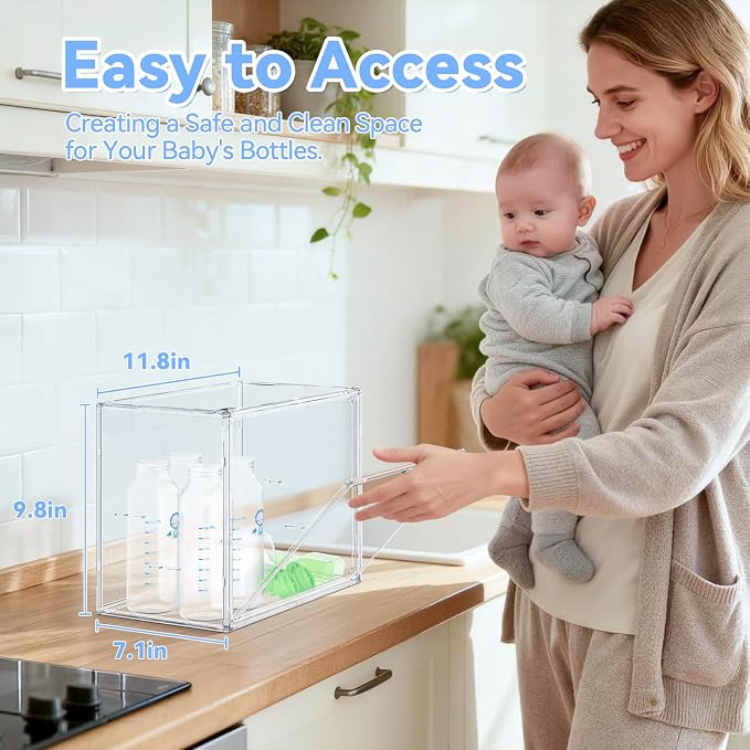 Baby Bottle Organizer for Countertop, Small Clear Bottle Storage Organizer - Image 3