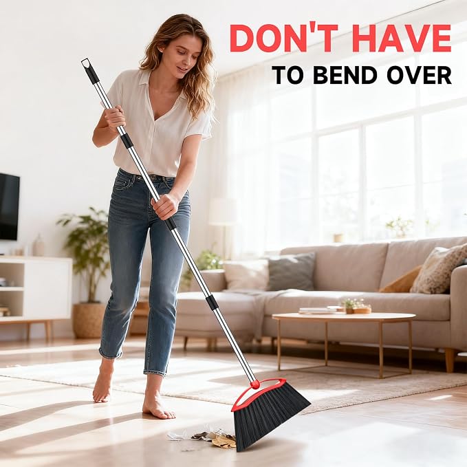 Heavy Duty Broom, 54-inch Adjustable Long Handle Angle Brooms Large Brooms - Image 7