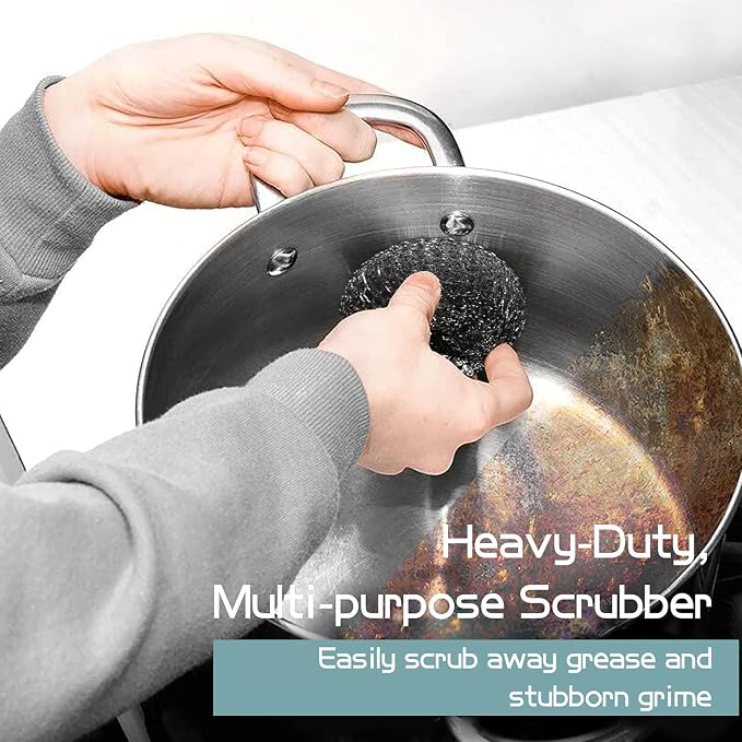 Heavy-Duty Stainless Steel Wool Barbecue Grill Cleaning Scrubber Pads, - Image 7