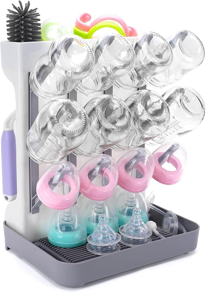 Baby Bottle Drying Rack: Space Saving Vertical Bottle Drying Holder by Unknown