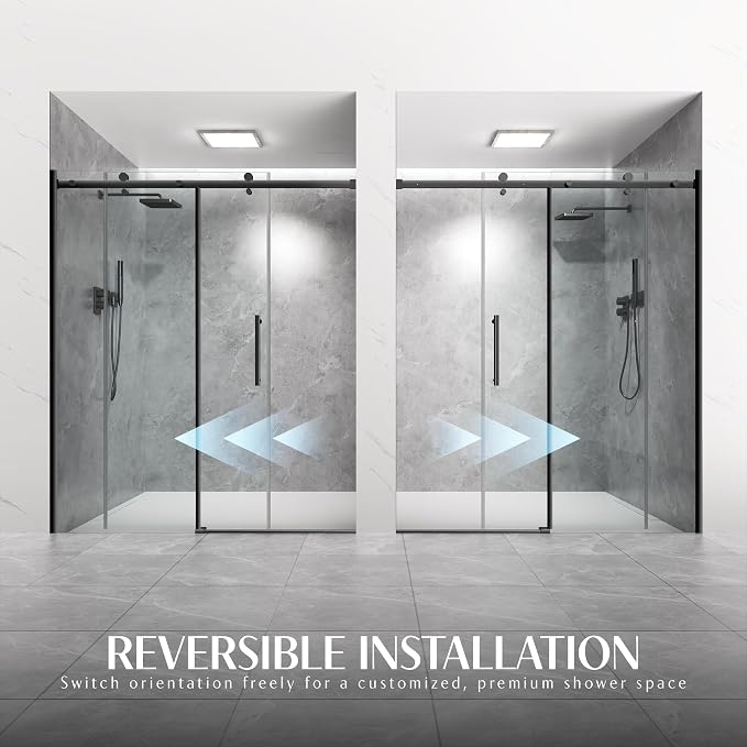 Shower Door 56-60'' W x 72'' H Semi-Frameless & Double Sliding, 1/4 inch - Image 7