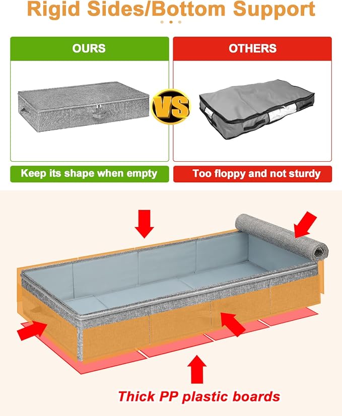 punemi Under Bed Storage, 3 Pack Underbed Storage Container Bags - Image 3