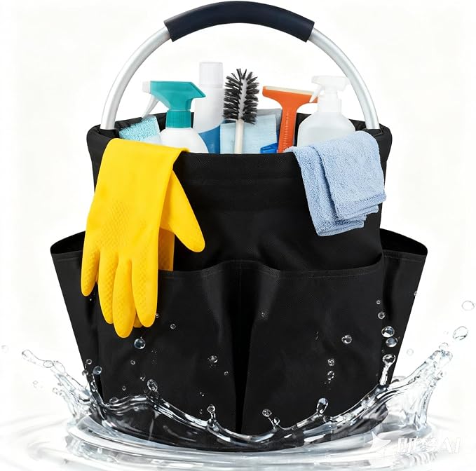 17L Cleaning Caddy With Handle, Foldable Storage Cleaning Product Organizer by AUZUX