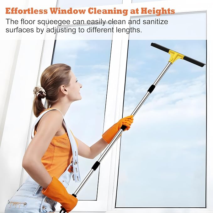 Large Heavy-Duty Floor Squeegee, 18” Rubber Blade Broom & 62” Long Handle Floor - Image 6