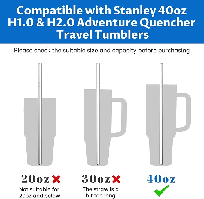 Tomorotec 8PCS 12" Stainless Steel Straws 4 Bent & 4 Straight - Image 4