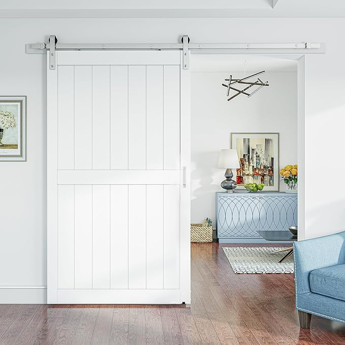 SmartStandard 48 x 84 inch White Sliding MDF Barn Door - Image 2