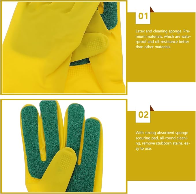 2 Pairs Latex Gloves Kitchen Dishwashing Gloves Kitchen Latex Gardening - Image 6