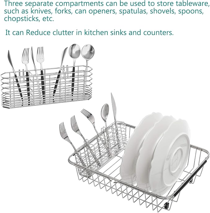 304 Stainless Steel Utensil Holder, Dish Drying Rack, kitchen Utensil Organizer - Image 6