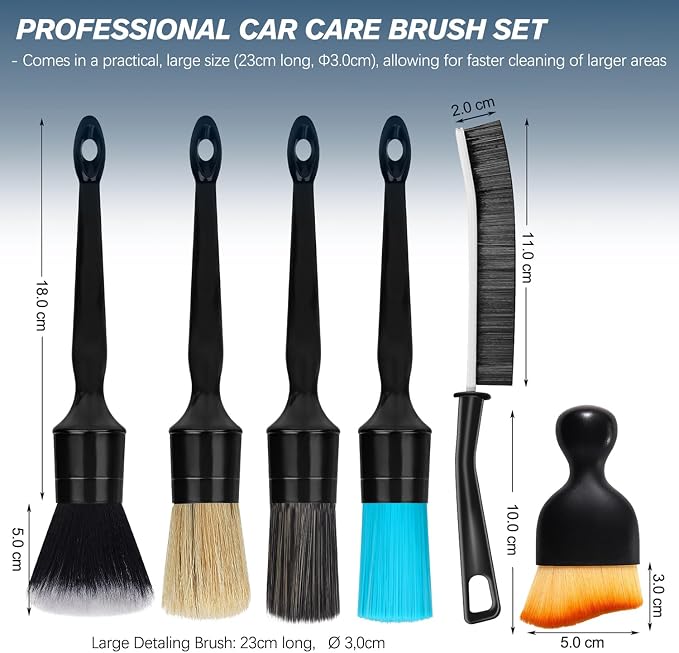 Car Detailing Brushes Set, 8-Piece Auto Detail Cleaning Brush Tool Kit in - Image 2