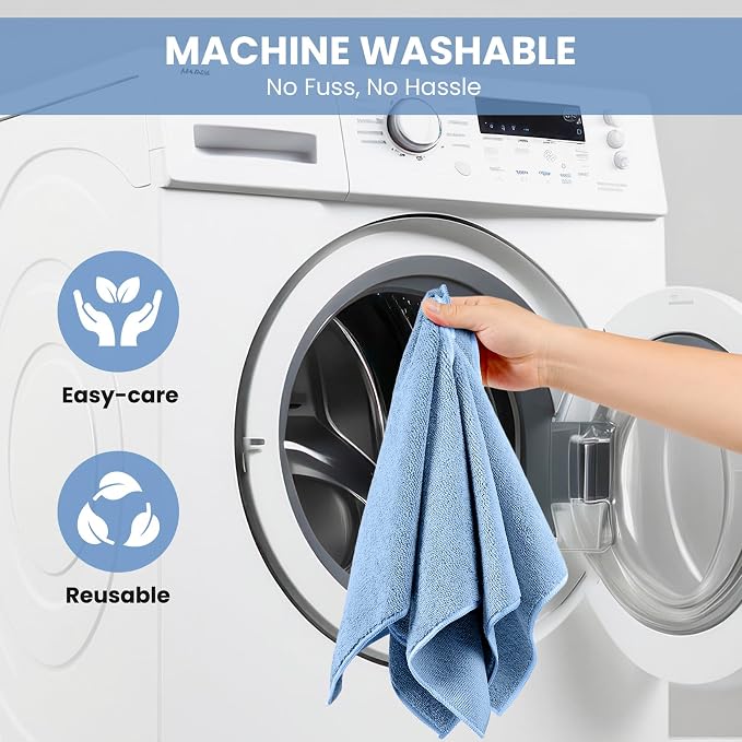 Microfiber Cleaning Cloth, 12 Pack Blue Cleaning Rags - Image 7