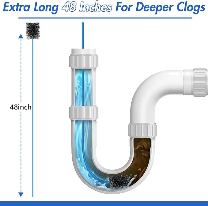 3 Pcs Condensate Trap Flexible Drain Brush, 48 Inch AC Drain Line Cleaning Brush - Image 5