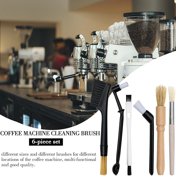 6-piece coffee grinding brush set, coffee grinding natural bristle brush and - Image 3