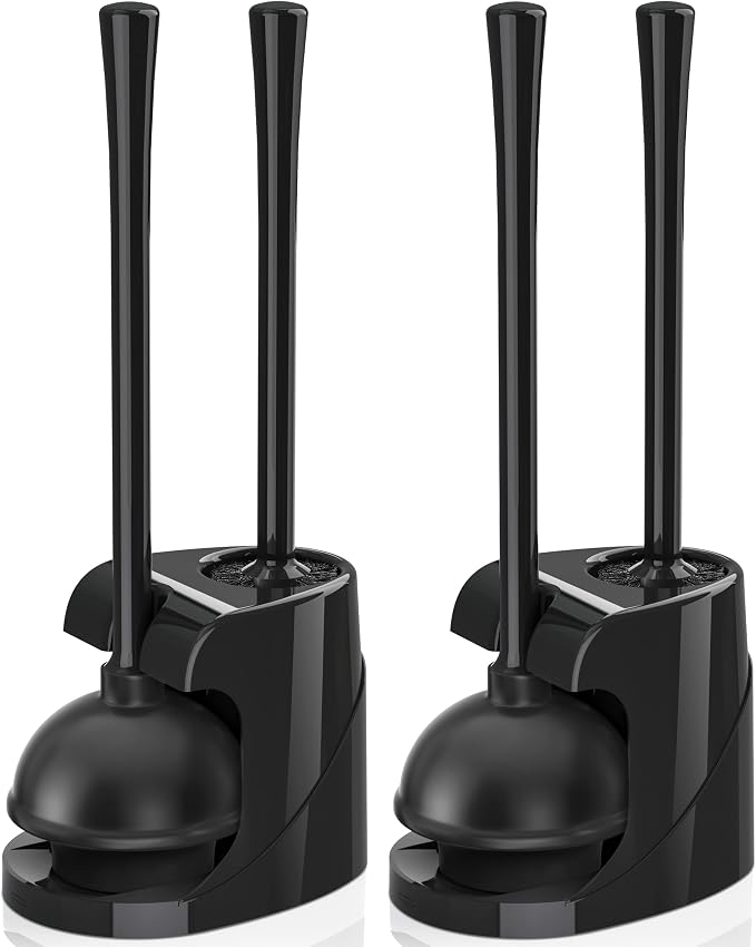 Toilet Plunger and Brush, Bowl Brush and Heavy Duty Toilet Plunger Set by TRENTI