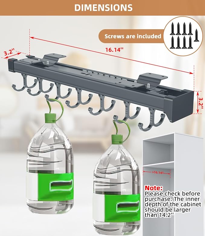 Pull Out Broom Holder, Garage Organization Hooks, - Image 4