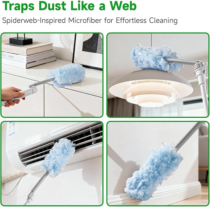 Feather Duster Kit, 3.6 ft Extendable Telescopic Handle – Ceiling Fan Duster - Image 5