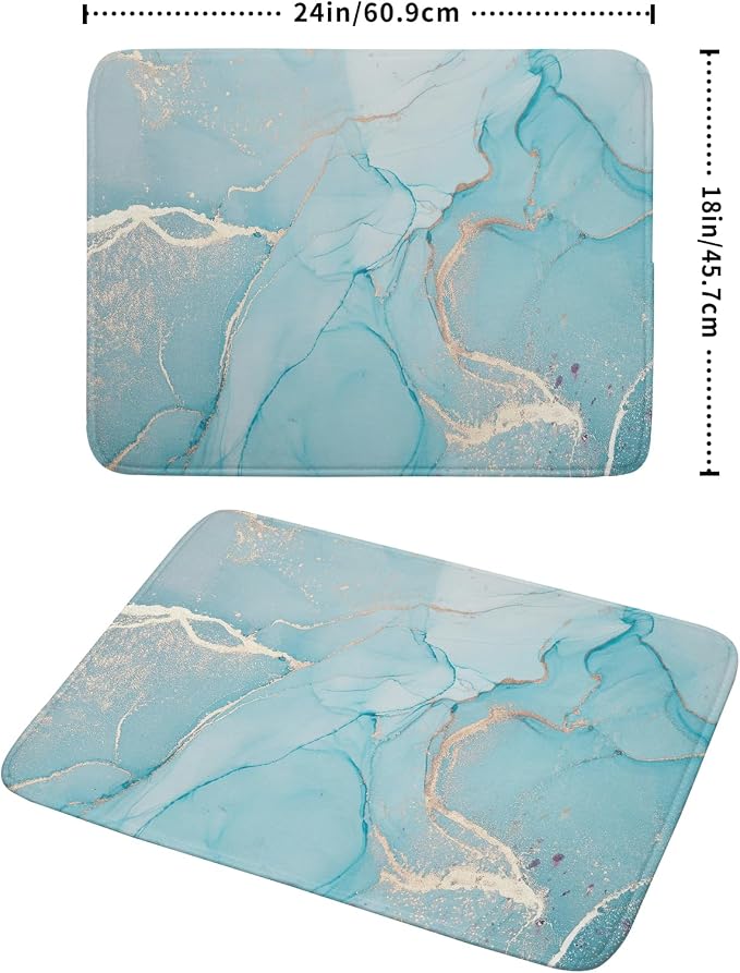 Teal Blue Marble Dish Drying Mat - Image 2