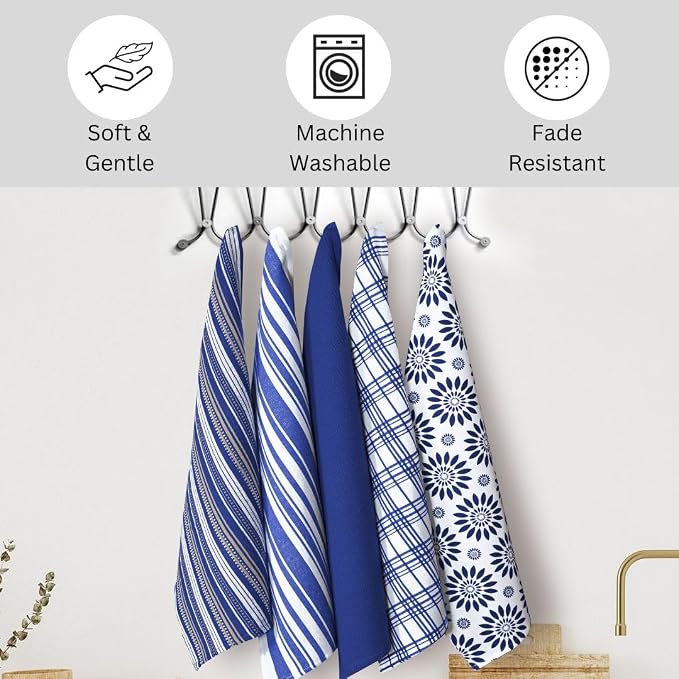 Assorted Kitchen Towels Large 16x26 Inch 100% Cotton Set of 5 - Image 5
