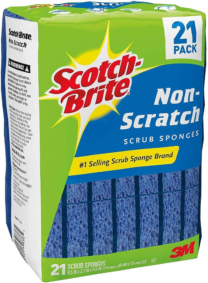 Scotch Brite Blue Non-Scratch Scrub Sponges 21 PACK 3M Individually Wrapped NEW by Scotch-Brite