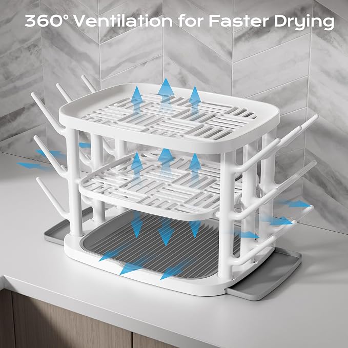 Baby Bottle Drying Rack, 3-Tier Large Capacity Countertop Organizer - Image 4