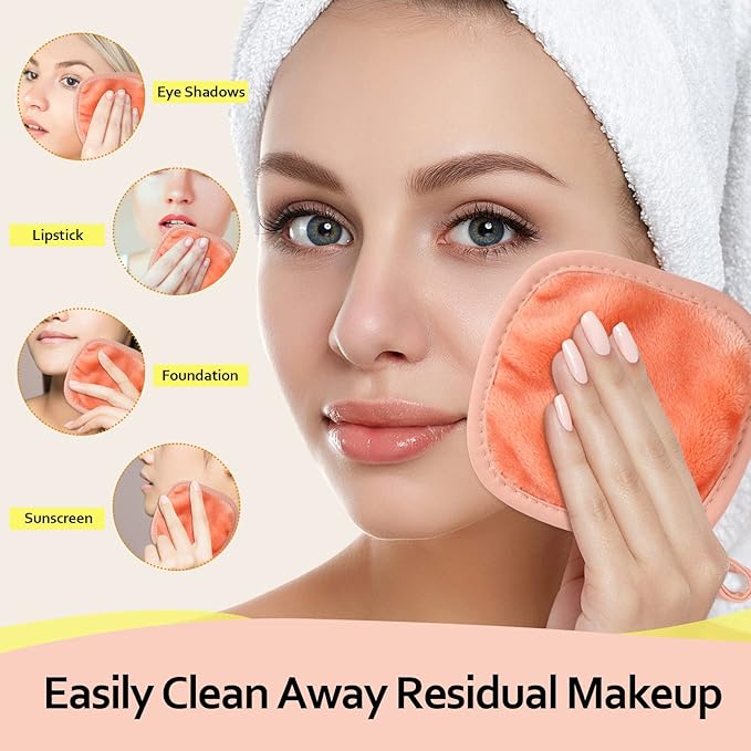 HOMEXCEL Makeup Remover Cloth 12 Pack, Reusable Makeup Remover Pads, Washable - Image 3