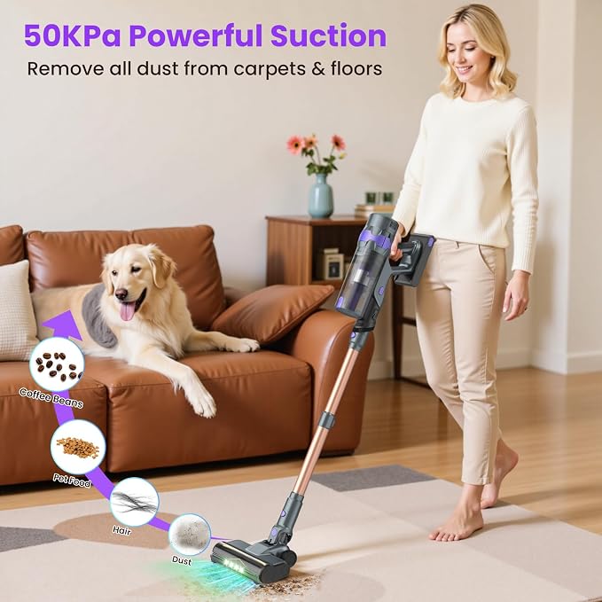 Cordless Vacuum Cleaner, 50Kpa Lightweight Cordless Stick Vacuum, 500W - Image 2