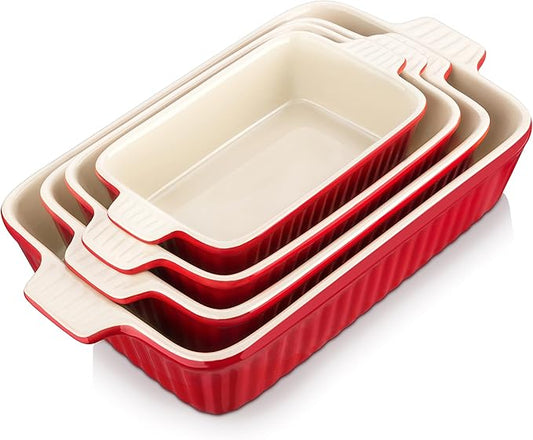 Bakeware Set of 4, MALACASA Porcelain Baking Pans Set by MALACASA