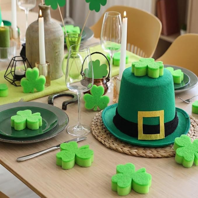 Tioncy 12 Pack St. Patrick's Day Clover Sponges Bulk Dual Sided Scrubber - Image 3